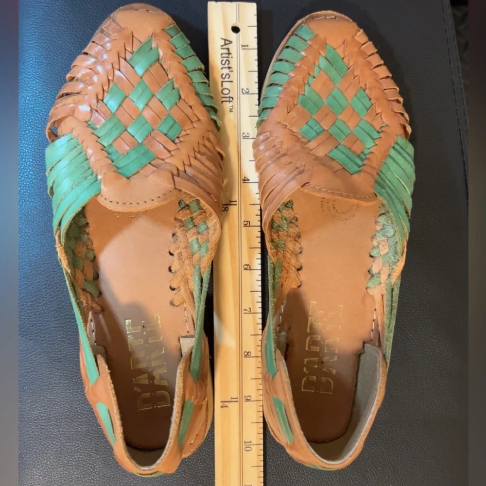 ✨ Tan & Teal Leather Huarache Sandals | Women’s Size 7 | Like New ✨ - Picture 6 of 8